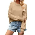 thumbnail image 1 of QUYUON Chandails Graphiques Offres Tuniques Chandails Femmes Polyester Manches Longues Col Rond Uni Chandail à Enfiler Hauts Style S-2025 Extensible Chandail pour Dames Coupe Moderne Chemises Kaki m, 1 of 4