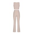 thumbnail image 6 of Feancey Lounge Sets for Women 2 Piece Casual Y2K Outfits Ribbed Sleeveless Cropped Tank Top Slim Flare Pants Set Khaki S, 6 of 9