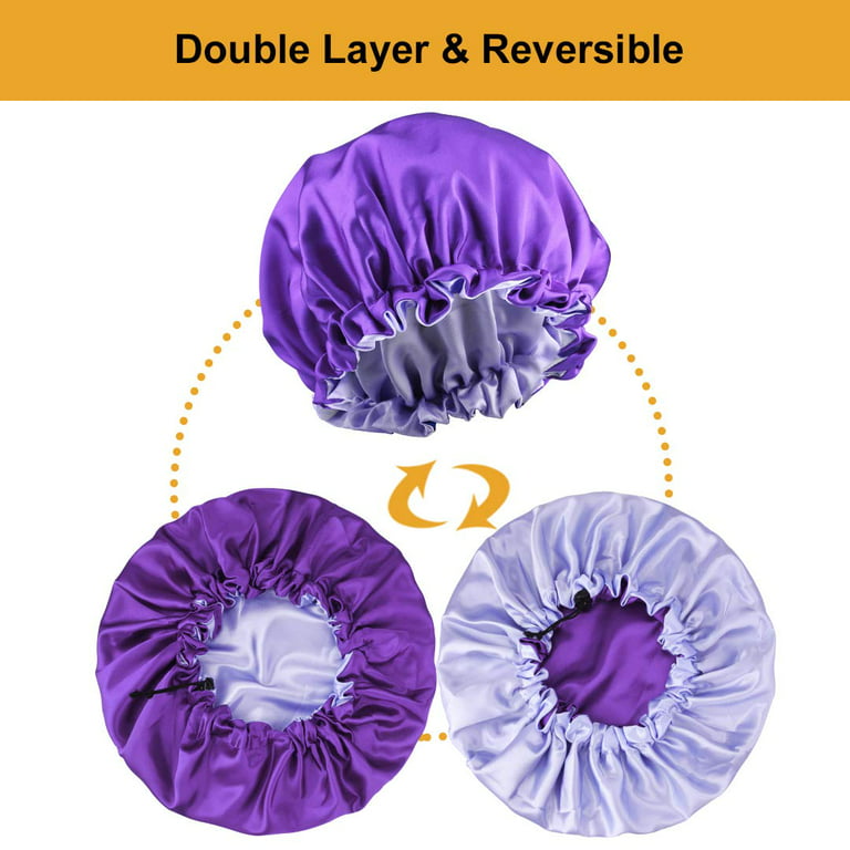 Satin Bonnet Silk Bonnet Hair Bonnet For Sleeping Satin Cap Extra Large  Reversible For Women Curly Natural Hair Purple