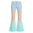 thumbnail image 3 of OOOUM Girls Gradient Color Flared Denim Pants Classic Button Closure Slim Fashion Jeans Casual Daily Outdoor Relaxed Fit Casaul Pants Sky Blue 7-8 Years, 3 of 4