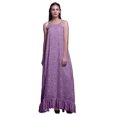 thumbnail image 1 of Bimba Robe de Nuit Imprimée à Pois et Papillons Lavande2 pour Femmes, Robe Maxi à Bretelles Spaghetti, X-Small, 1 of 5