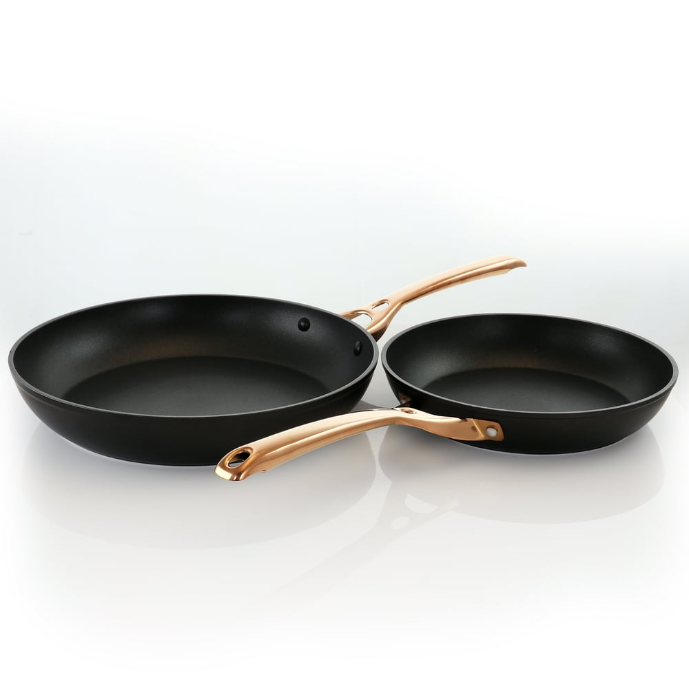 Oster Allsberg 2 Piece Aluminum Frying Pan Set with Bronze Handles