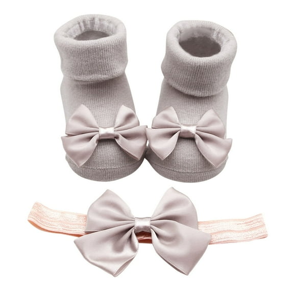 Ketyyh-chn99 Toddler Socks Socks Kids Socks Soft Toddler Shoes Socks Princess Socks Floor Socks 1PC Socks   1PC Bow Hairband Bronze,M