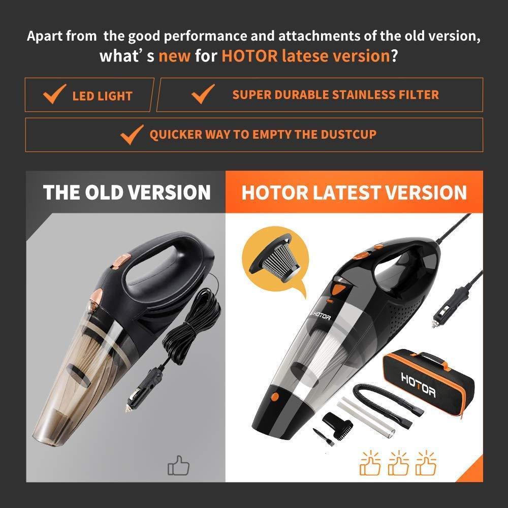 Car Vacuum, HOTOR Corded Car Vacuum Cleaner High Power for Quick Car Cleaning, DC 12V Portable Auto Vacuum Cleaner for Car Use Only - Orange - image 4 of 8