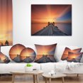 thumbnail image 3 of Designart Wooden Bridge under Illuminated Sky - Pier Seascape Throw Pillow - 18x18, 3 of 4
