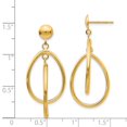 thumbnail image 3 of Real 14kt Yellow Gold Polished Oval Dangle Earrings; for Adults and Teens; for Women and Men, 3 of 3
