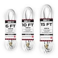thumbnail image 2 of Iron Forge Cable Rallonge Blanche avec 3 Prises, Lot de 3 de 6 Pi, 10 Pi et 15 Pi - 16/2 SJTW Rallonge Intérieure à 2 Broches avec Multiples Prises, 2 of 4
