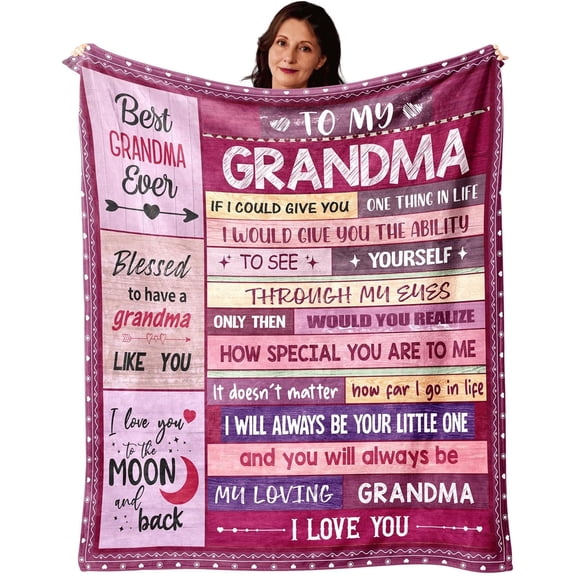 MMYGU Grandma Blanket Gifts for Grandma on Mothers Day from Grandkids to My Grandma Soft Throw Blanket Chirstmas Birthday Present for Grandma Best Grandma Ever Gift(30*40inch)
