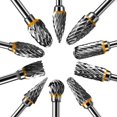 thumbnail image 4 of Tungsten Carbide Steel Double Edge Rotary Tool Burr Set, 10 Pieces 1/8 Shank For Rotary Tool, 4 of 5