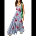 thumbnail image 3 of Vestido Bohemio de Verano para Mujer, Bordado, Sin Mangas, Fruncido, Holgado, para Playa y Vacaciones Azul XL, 3 of 8