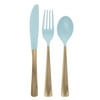 Pioneer Woman Light Blue & Gold Plastic Cutlery Set for 6, 18pcs