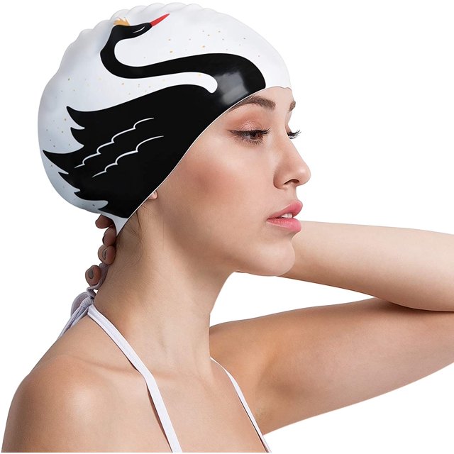 Gorro de natación para adultos, gorros de natación de silicona, gorro de baño elástico, cómodo gorro de natación para adultos, jóvenes, mujeres y niñas Adepaton LRWJ849-3