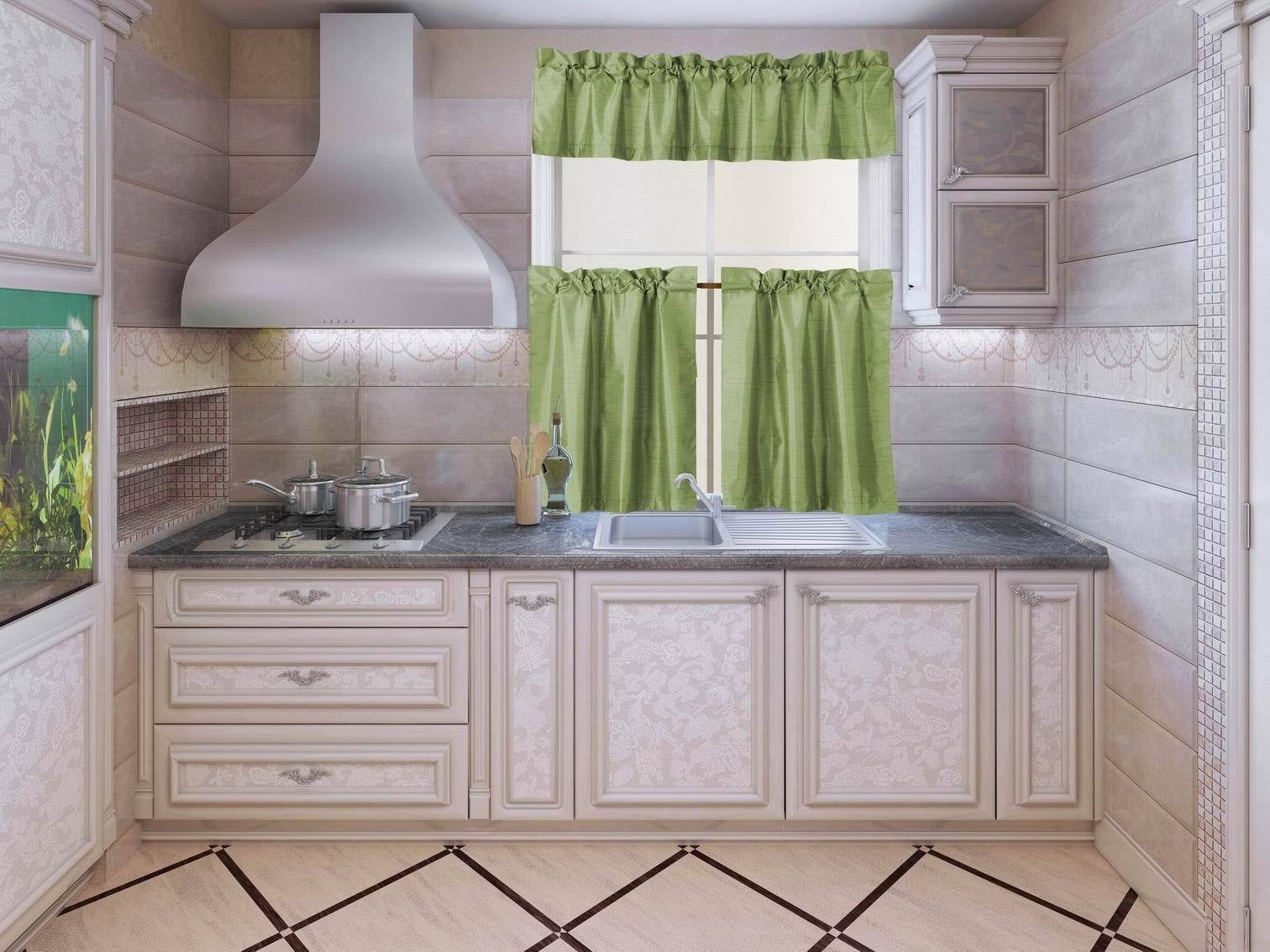 1 VALANCE SET K3 SAGE 3PC SOLID FAUX LINED KITCHEN WINDOW CURTAIN 2 TIERS 