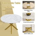thumbnail image 4 of AENKYO 42"-58" Expandable Round Dining Table, Faux White Marble Top & Gold X-Base Pedestal, Seats 4-6, 4 of 8
