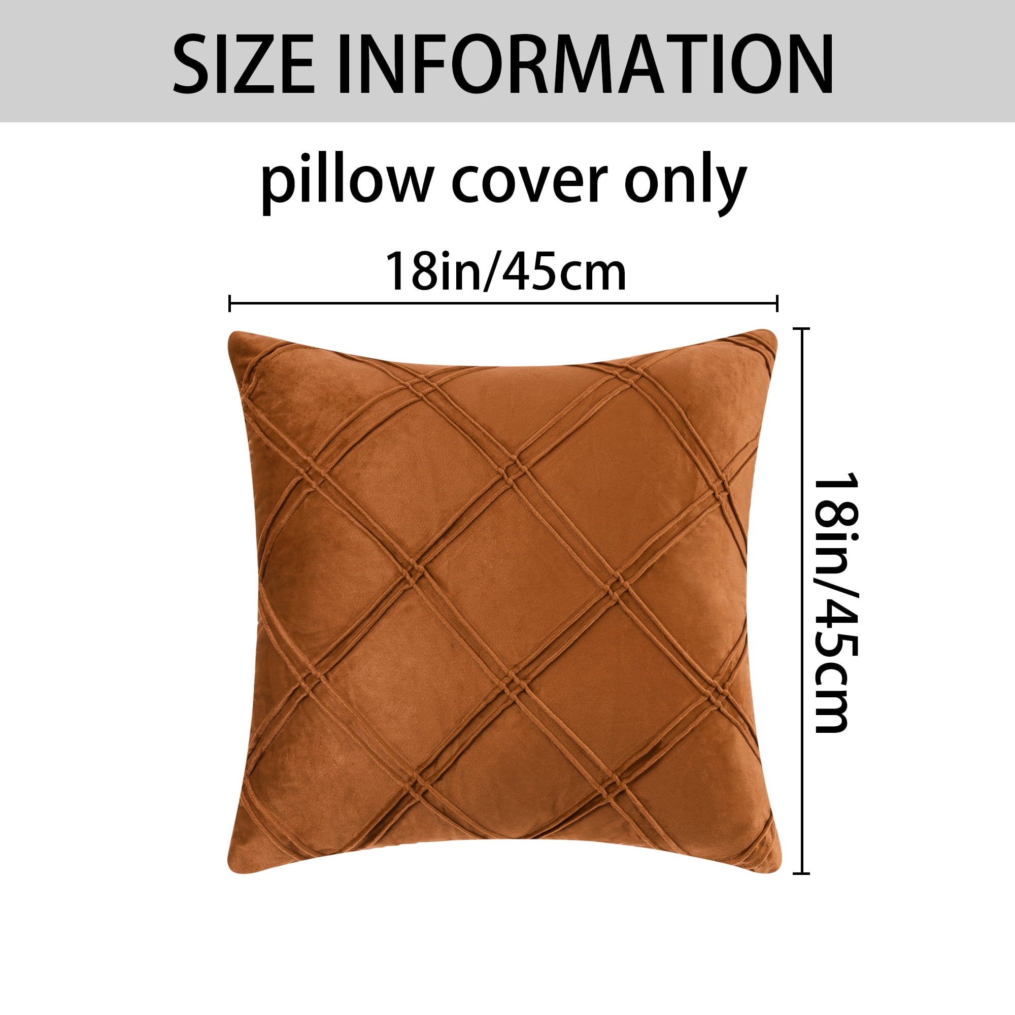 Unique Bargains 2 Diamond Pinch Pleated Solid Decorative Textured Throw Pillow Covers Orange 18" x 18"