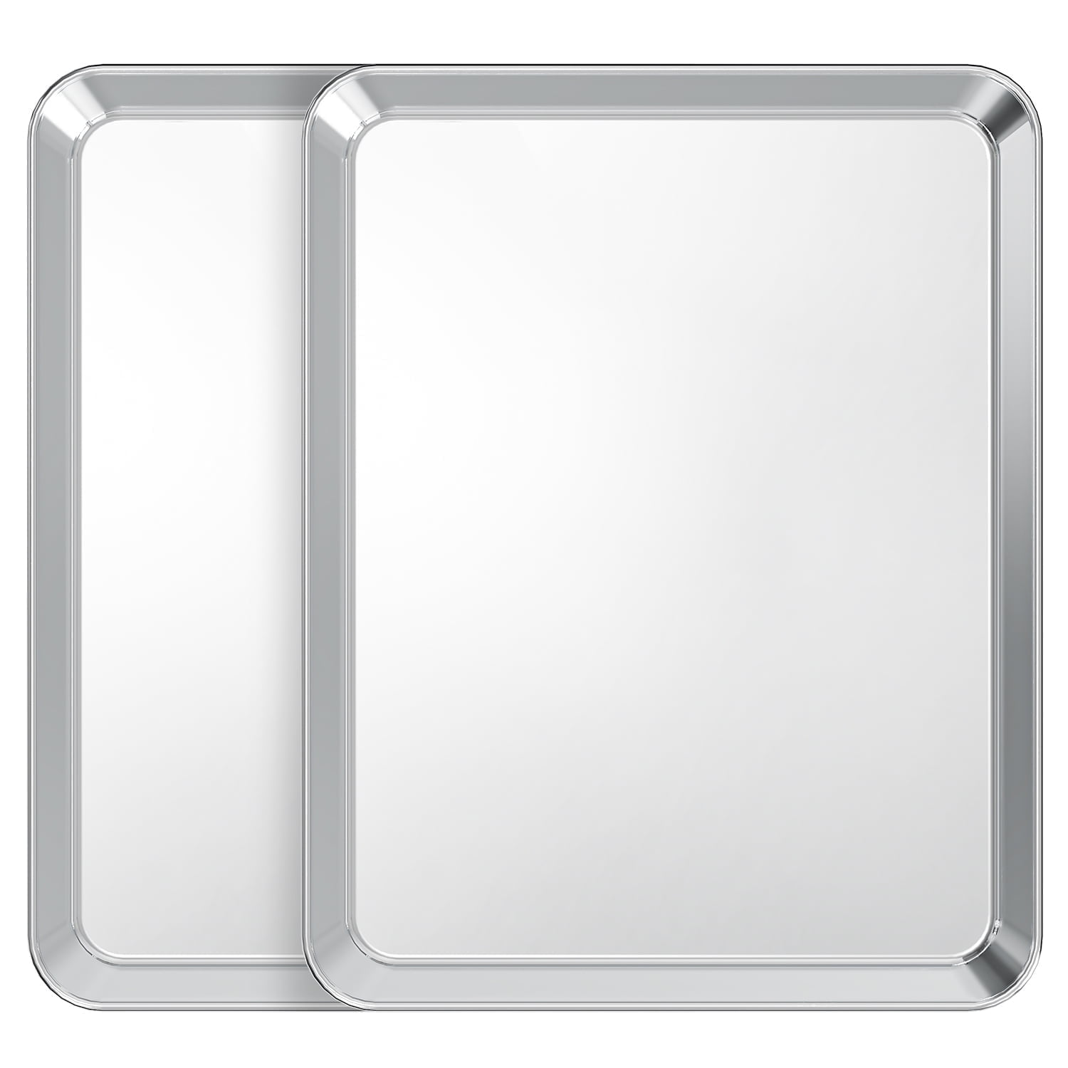 TINANA Stainless Steel Baking Sheet Pan Set, 2 Pack 16 x 12 x 1 Inch Cookie Sheets, Mirror Finish, Oven and Dishwasher Safe