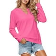 thumbnail image 2 of Lightweight V Neck Sweatshirts for Women 2025 Long Sleeve Casual Plain Sweatshirt Pullover Tops Fall Winter Outfits, 2 of 6