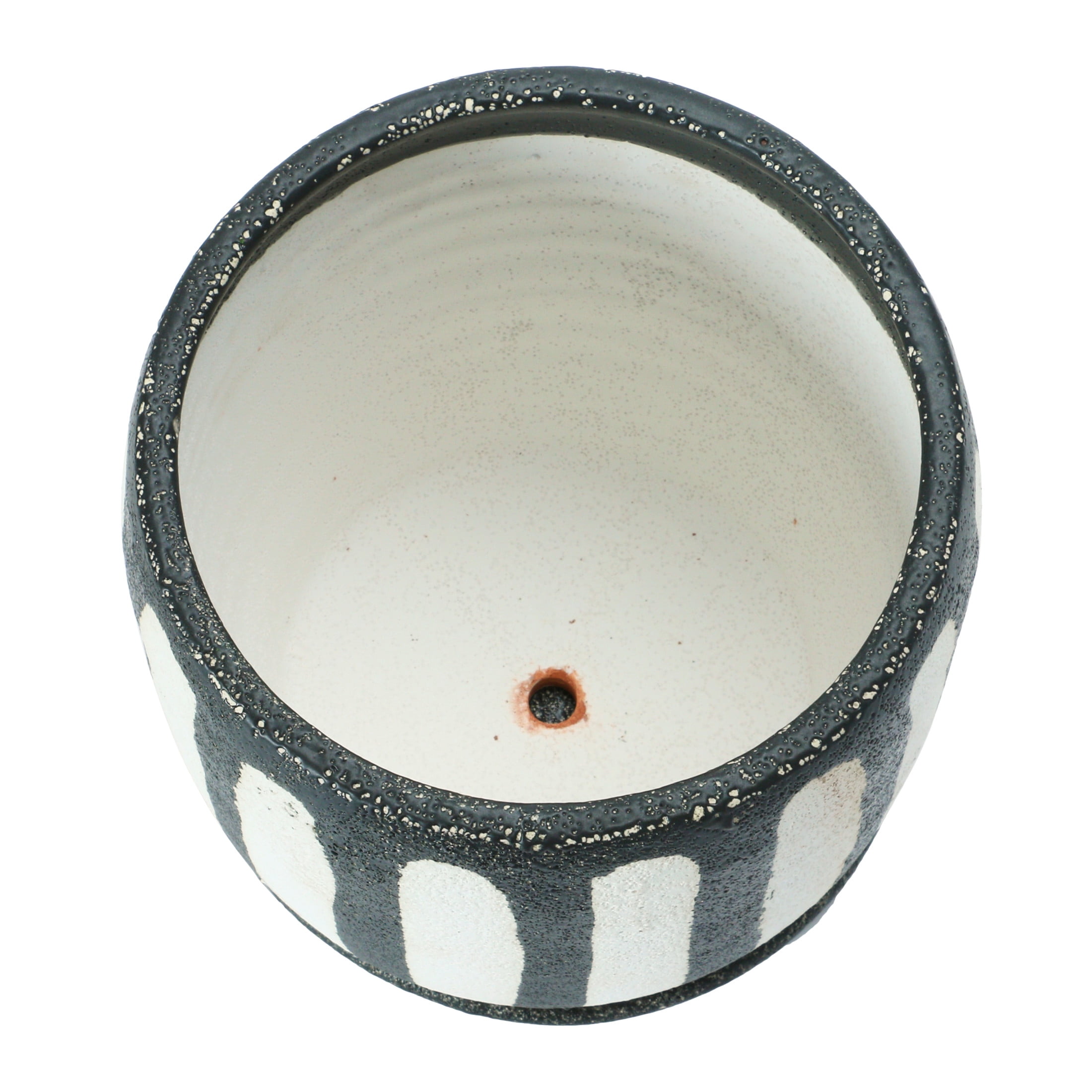 Creative Co-Op Hand-Painted Terra-cotta Planter with Saucer, Black & White (Holds 6" Pot)