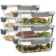 Superior Brand Latching Glass Meal Prep Container 6 Pack, 35oz, Oven Safe
