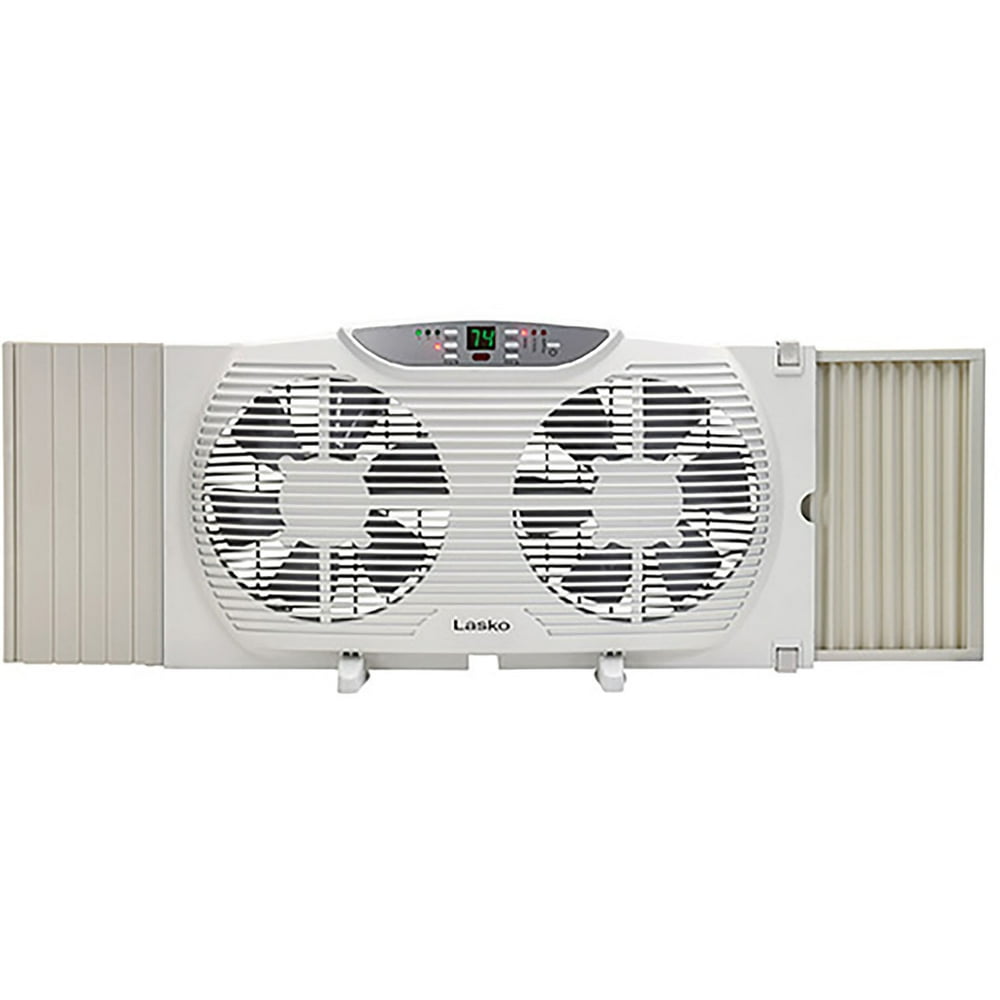 Lasko 3Speed Electrically Reversible Twin Window Fan with Remote Control, Model W09550, White