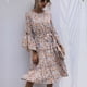 thumbnail image 1 of Vestido floral, vestido floral, cuello redondo, cintura con lazo, vestido de manga larga, vestido floral de manga larga, diseño revolucionario, 1 of 9