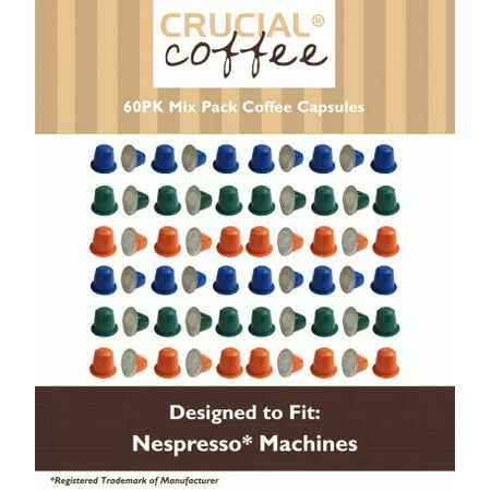 60 High Performance Replacement Coffee Capsules Variety Pack for Use in Most Nespresso Machines, The Morning Grind, Afternoon Hustle & The Closer are Designed & Engineered by Crucial Coffee