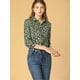 thumbnail image 3 of Camisa con Estampado Floral Allegra K Cuello en Punta Verde Oscuro M, 3 of 6