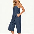 thumbnail image 5 of Cagogo Women V Neck Sleeveless Tank Top Wide Leg Pants Two Piece Set Casual Summer Outfits Loose Fit Tops Comfy Pants Matching Lounge Sets Tracksuits Travel Airport Clothes, Navy 2XL, 5 of 8