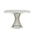 thumbnail image 4 of 47" Round Faux Marble Dining Table - Modern Kitchen Table, Stainless Steel Base, White & Silver, for Dining Room. Stylish, Durable, Easy Assembly., 4 of 14