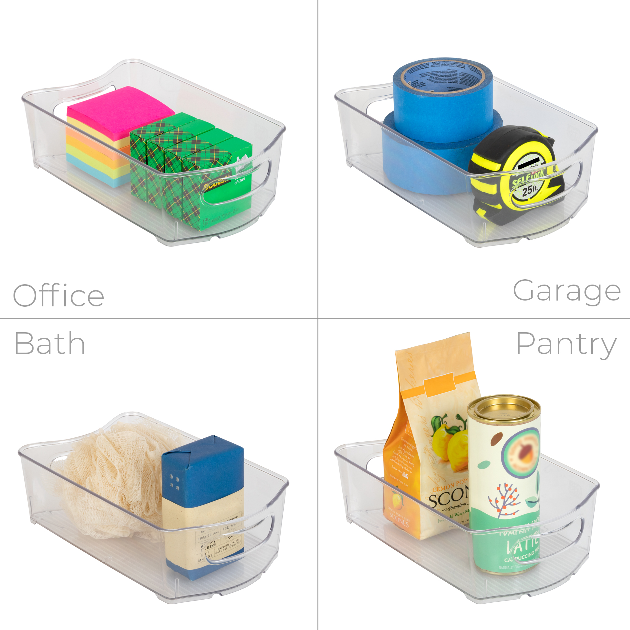 Smart Design Stackable Clear Refrigerator Storage Bin with Handle - 8 Pack - 6 x 10 inch