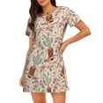 thumbnail image 1 of Disketp Floral Cowboy Boots para Camisón Corto de Manga Corta para Mujeres, Camisón Cómodo con Escote Redondo, Bonito y Confortable, 1 of 6