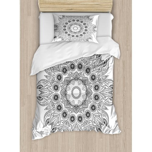 Ambesonne Mandala Ornate Arabesque Esoteric Figure Esoteric Oriental Ritual Art Print Duvet Cover Set