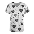thumbnail image 4 of Blusas médicas de talla grande para mujer, moda, estampado gráfico, para el Día de San Valentín, blusas médicas informales de gran tamaño, manga corta, cuello en V, con bolsillos, 4 of 5