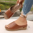 thumbnail image 4 of Bkhluea Women Perforated Wedge Slide Sandals Slip On Comfortable Footwear For Beach Travel Daily Casual Outdoor Activities, 4 of 7