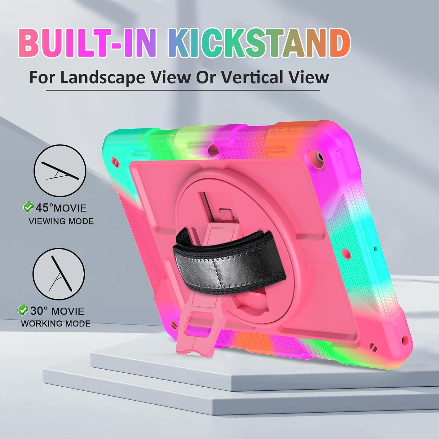 SUPNICE iPad 9th/8th/7th Generation Case,iPad 10.2 Case for kids, Shockproof [360 Rotating Stand] [Hand Strap] [Pencil Holder] Case for New iPad 9th Gen, iPad 10.2 Inch 2021/2020/2019 - Pink