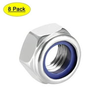 M12 x 1.75mm Nylon Insert Hex Lock Nuts, 304 Stainless Steel, 8 Pcs