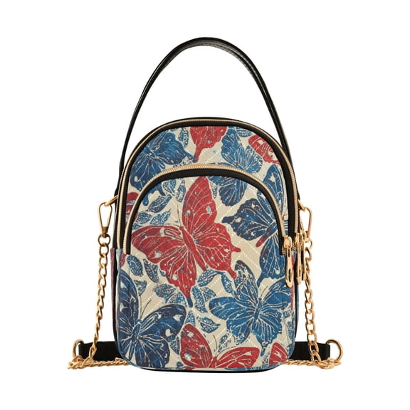 DIXRUYEE Cross Body Fashion Shoulder Waist Purse Bags Red and Blue Butterflies Pocket Handbags