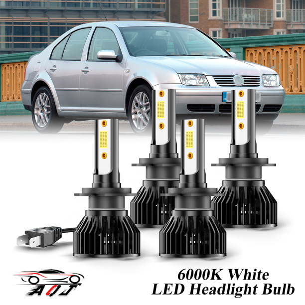 Compatible con Juego de Lámparas Alta/Baja Volkswagen Bora 2005-2010 - 4 Unidades, 10,000LM 6500K Blanco Frío, Bombillas 500% Ultraluminosas, Plug & Play