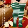 thumbnail image 5 of JZROCKER Women Thigh High Socks Striped Knitted Over Knee Stocking Leg Warmer, 5 of 21