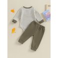 thumbnail image 4 of Hirigin Newborn Baby Boy Waffle Fall Winter Outfit 0 3 6 12 18 Months Button Long Sleeve Striped Romper Bodysuit Pants Set, 4 of 8