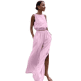 thumbnail image 1 of Conjuntos de 2 Piezas para Mujer: Chaleco de , Conjuntos Casuales Elegantes, Pantalones de Pierna con Abertura Alta. Rosa M, 1 of 7