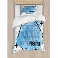 thumbnail image 1 of Positive Energy Duvet Cover Set Twin Size, Live Life to Fullest and Focus on Words Artsy, Decorative 2 Piece Bedding Set with 1 Pillow Sham, Pale Azure Blue Charcoal Grey Baby Blue, by Ambesonne, 1 of 3