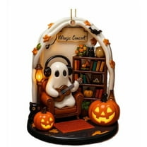 YIKA Halloween Ghost Ornament - Spooky Cute Acrylic Pendant for Tree & Shelf, Friendly Ghost Decor with Vintage Vibe, Perfect Gift & Party Halloween Supplies