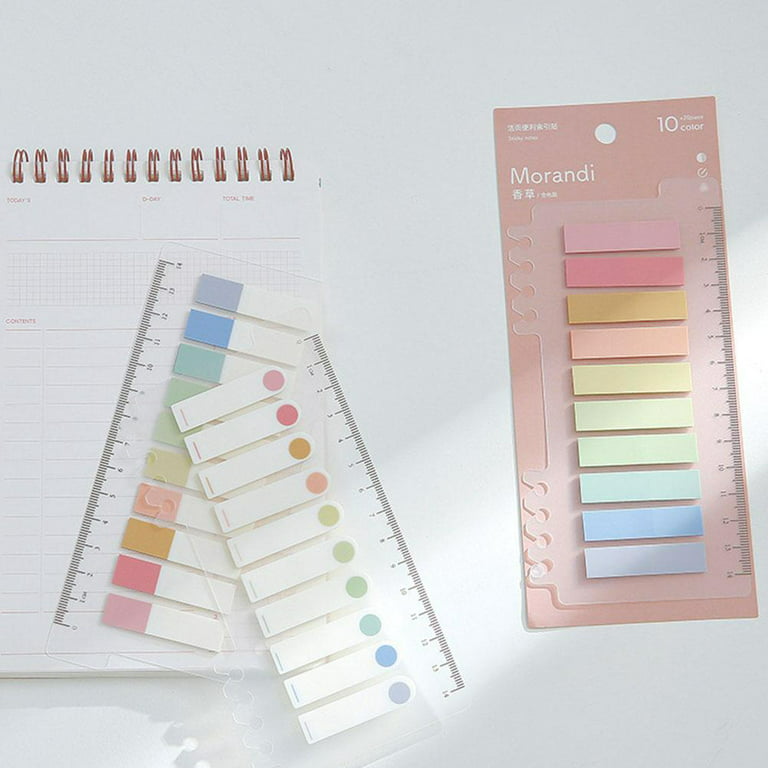 MUGBGGYUE 200 Sheets Stickers, Desk Memo Set, Sticky Notes for Planners  Self Adhesive Tabs Index Dividers Bullet Stationery Supplies With Ruler  Scale X0P4 