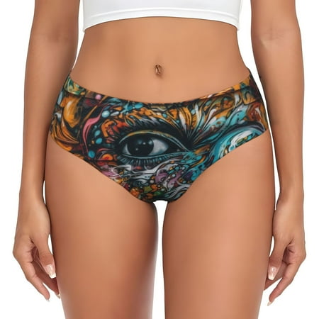 Womens Underwear - Colorful Graffiti Abstract Eye No Show Seamless Underwear for Women  Soft Stretch Sexy Women s Panties  Cute Hipster Ladies Panties Bikini Underwear Briefs