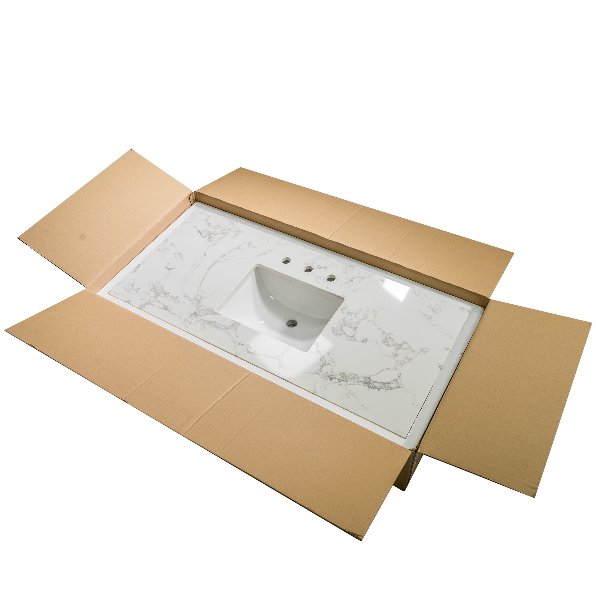 Leavader Carrara White Engineered Stone 43x22 Leavader Carrara White Engineered Stone 43x22