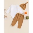 thumbnail image 6 of Elippeo Baby Boy Halloween Outfit 3 6 12 Months Ghost Print Long Sleeve Round Neck Romper with Solid Pants and Hat 3 Pcs Set, 6 of 9