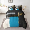 thumbnail image 2 of jejeloiu Graffiti Geometric Square 7-Piece Twin Bedding Sets,Blue White Black Bedding Comforter Set For Adults Reversible, 2 of 8