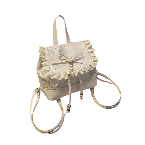 Mini mochila de gran capacidad de piel sintética, moderna e informal, ideal para ir al trabajo. Blanco