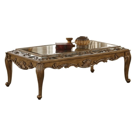 Gold Antique Coffee Table - ACME Orianne Coffee Table in Mirrored and Antique Gold